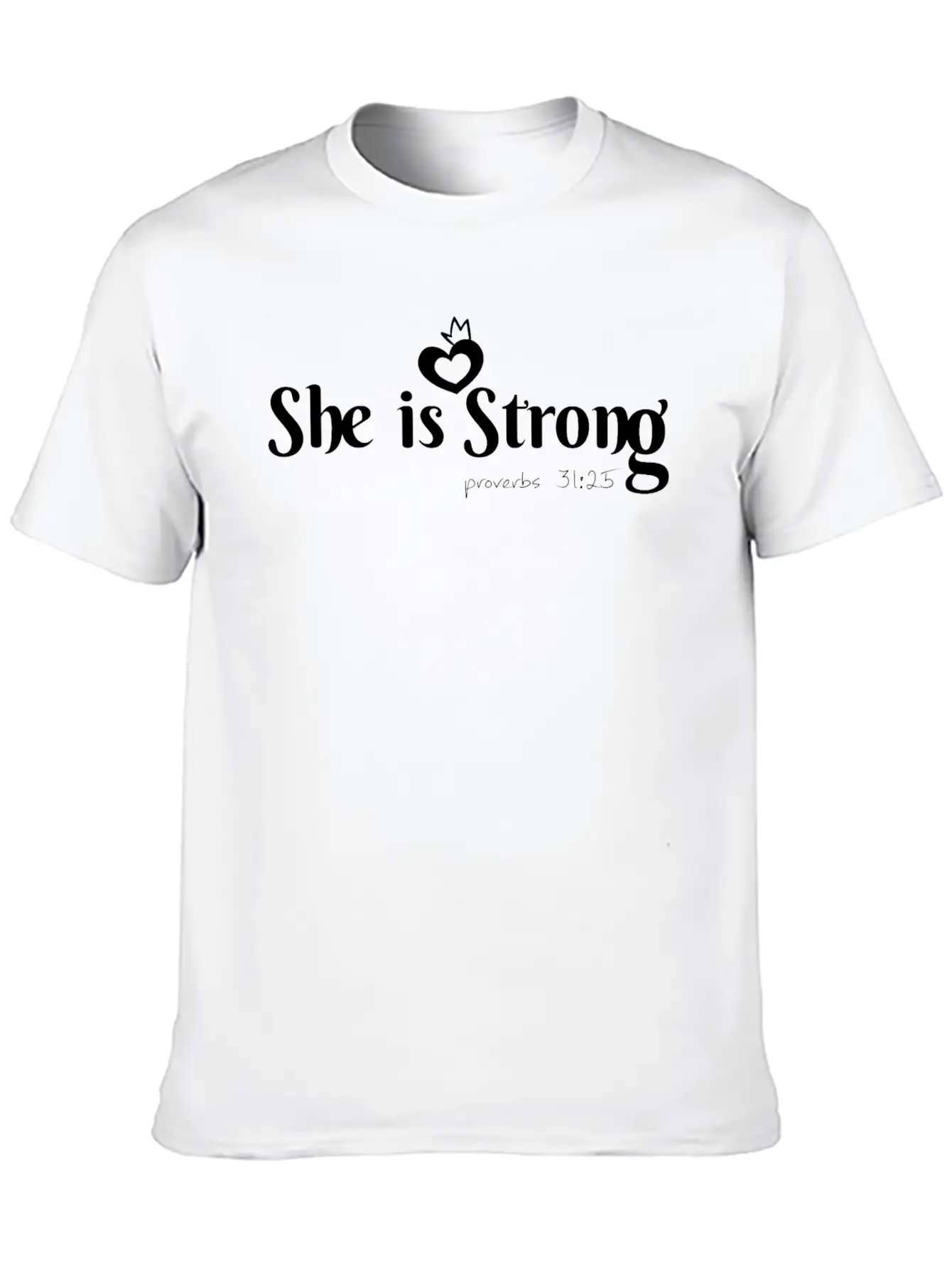 She Is Strong, Christian, Bible Verse Lightweight Cotton T-Shirt – Daily Comfort Graphic Shirt