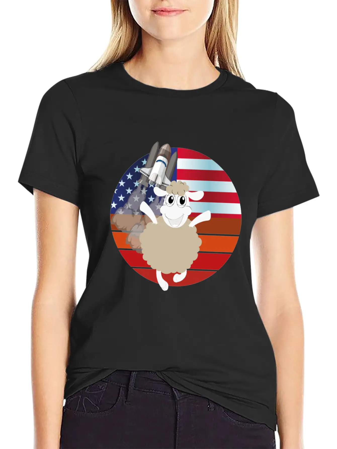 Sheep In The Galaxy Basic Graphic T-Shirt – Daily Comfort In Soft Cotton