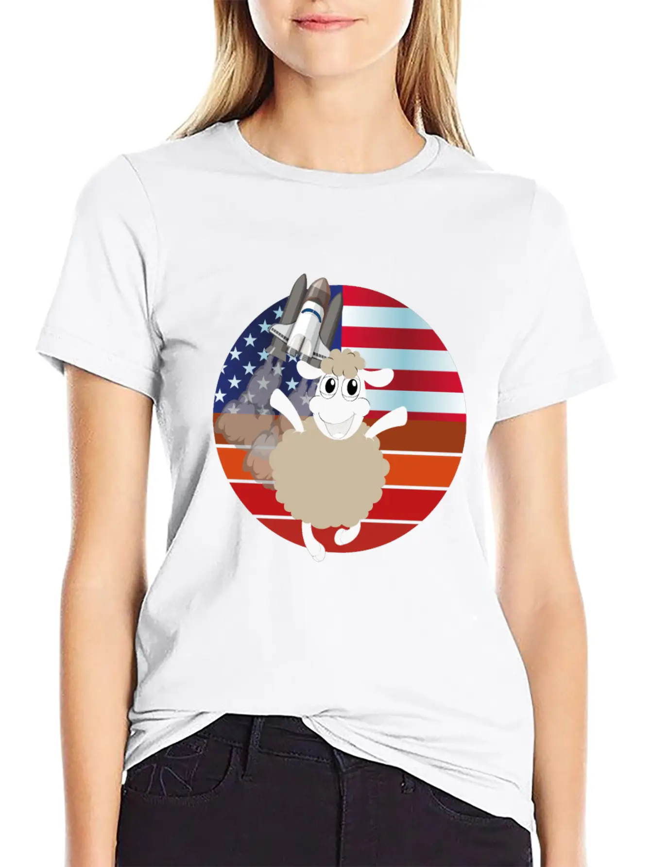 Sheep In The Galaxy Basic Graphic T-Shirt – Daily Comfort In Soft Cotton