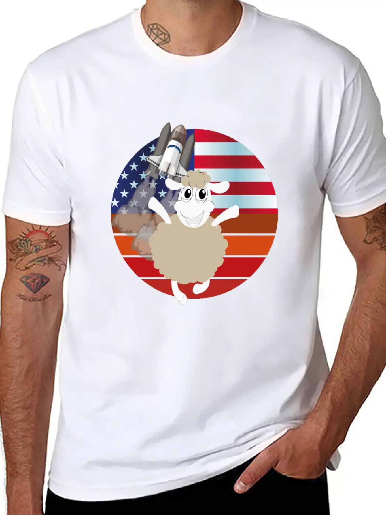 Sheep In The Galaxy Basic Graphic T-Shirt – Daily Comfort In Soft Cotton