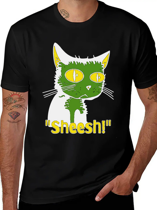 Sheesh Boredom Vintage Cartoon Cat Lightweight Cotton T-Shirt – Daily Comfort Graphic Shirt