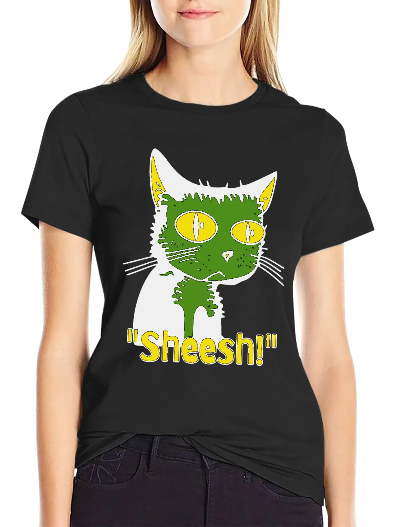 Sheesh Boredom Vintage Cartoon Cat Lightweight Cotton T-Shirt – Daily Comfort Graphic Shirt