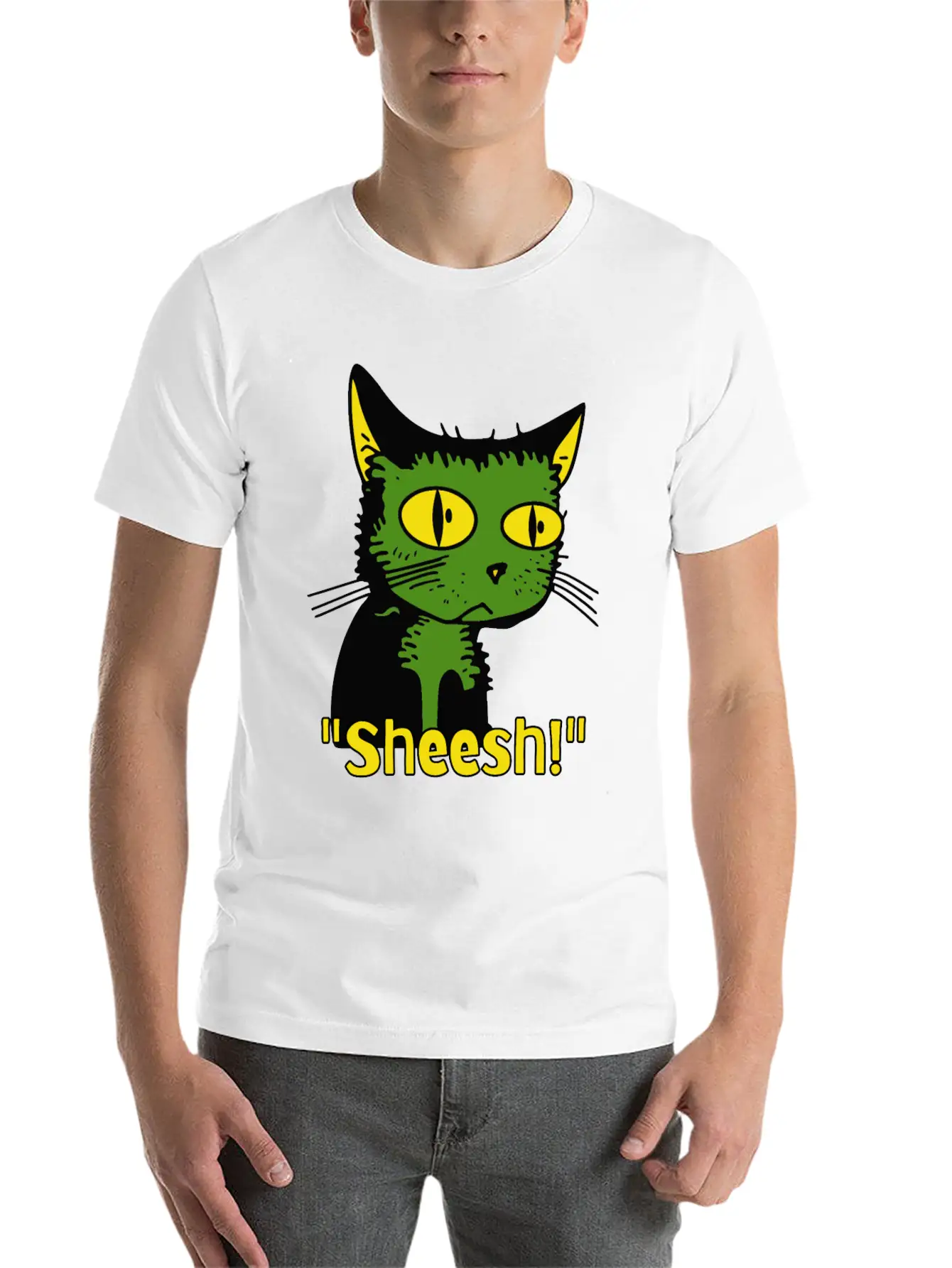 Sheesh Boredom Vintage Cartoon Cat Lightweight Cotton T-Shirt – Daily Comfort Graphic Shirt