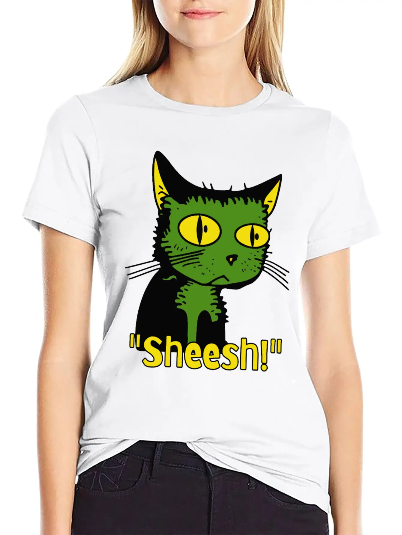 Sheesh Boredom Vintage Cartoon Cat Lightweight Cotton T-Shirt – Daily Comfort Graphic Shirt