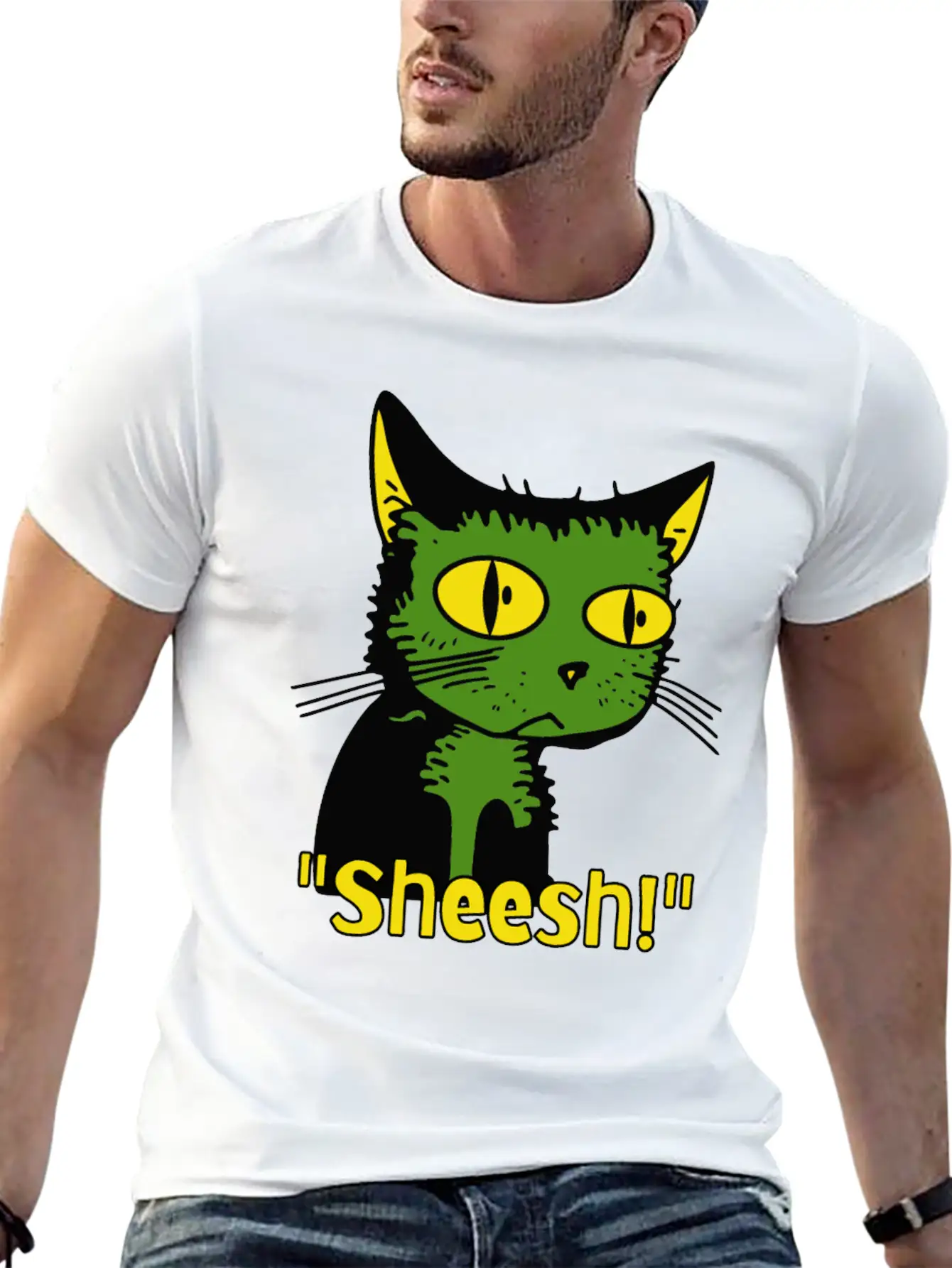 Sheesh Boredom Vintage Cartoon Cat Lightweight Cotton T-Shirt – Daily Comfort Graphic Shirt