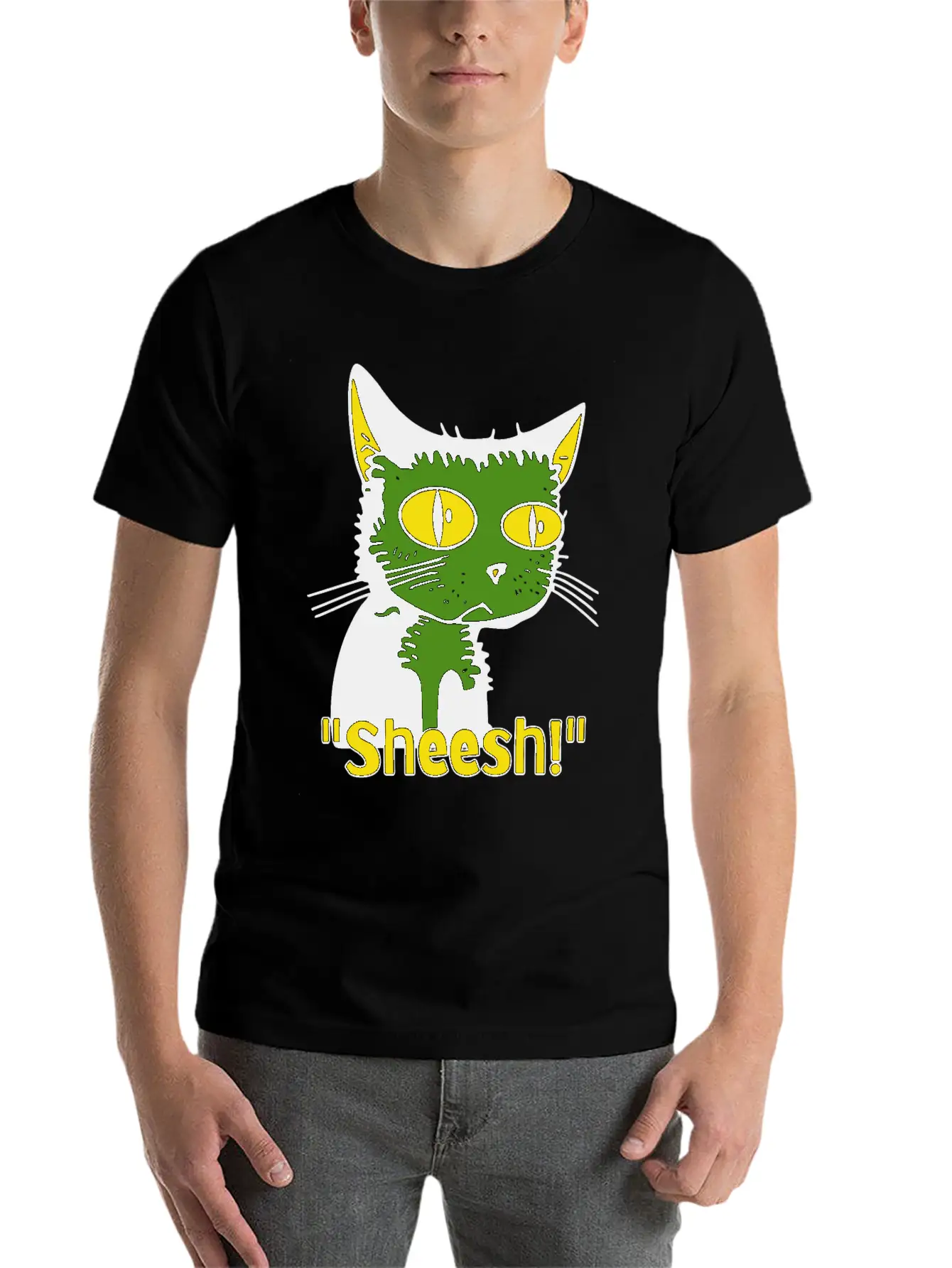 Sheesh Boredom Vintage Cartoon Cat Lightweight Cotton T-Shirt – Daily Comfort Graphic Shirt