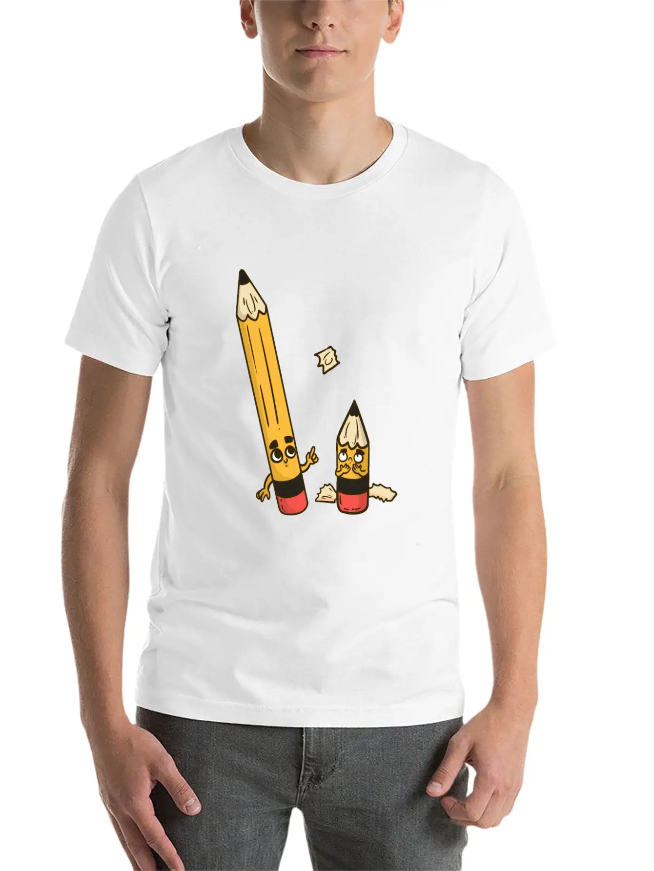 Short Pencil Comic Classic Fit Graphic Tee For Daily Comfort – Unisex Cotton Shirt