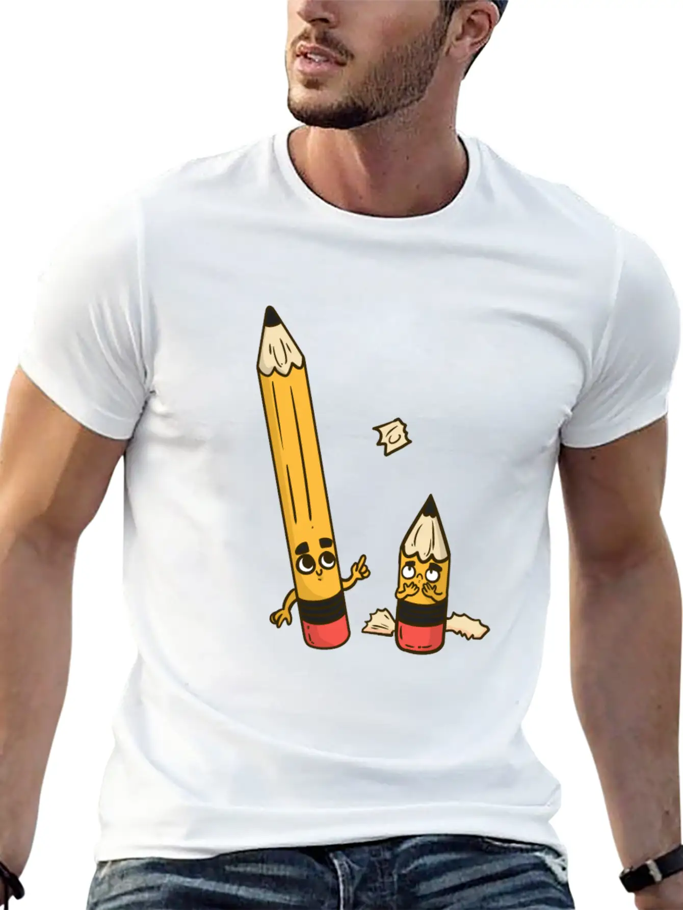 Short Pencil Comic Classic Fit Graphic Tee For Daily Comfort – Unisex Cotton Shirt