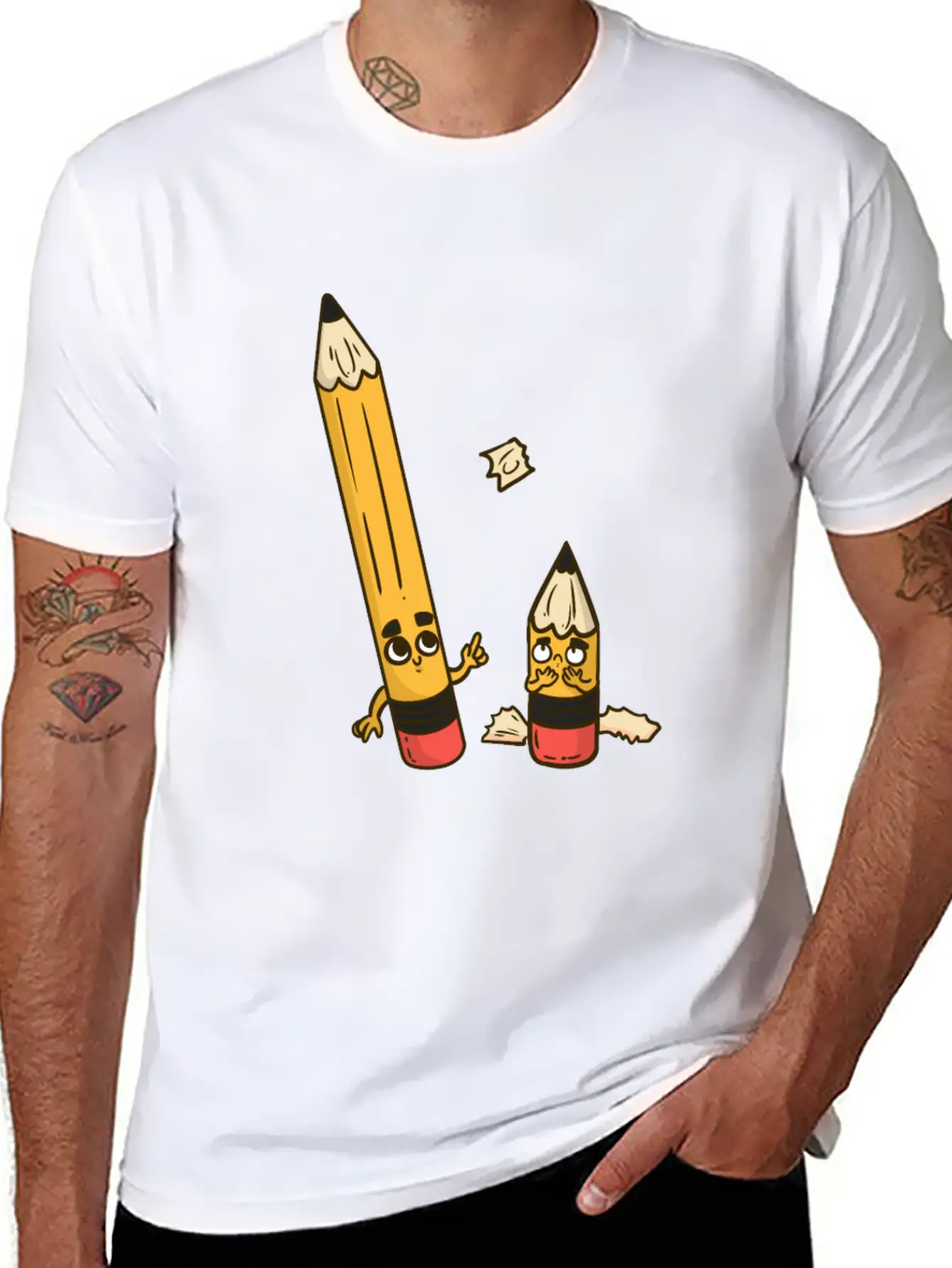 Short Pencil Comic Classic Fit Graphic Tee For Daily Comfort – Unisex Cotton Shirt