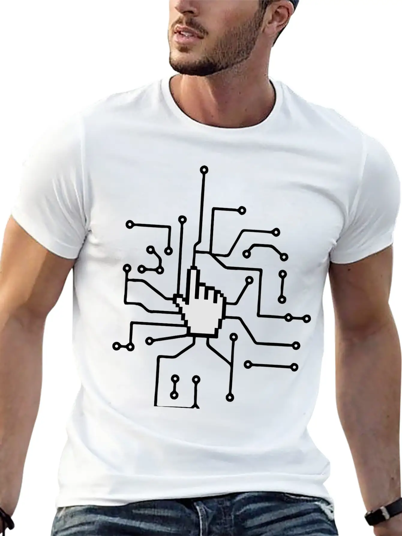Show Mouse Hand Click Computer Pc Online Circuitry Essential Cotton Tee For Daily Outfits – Unisex Style