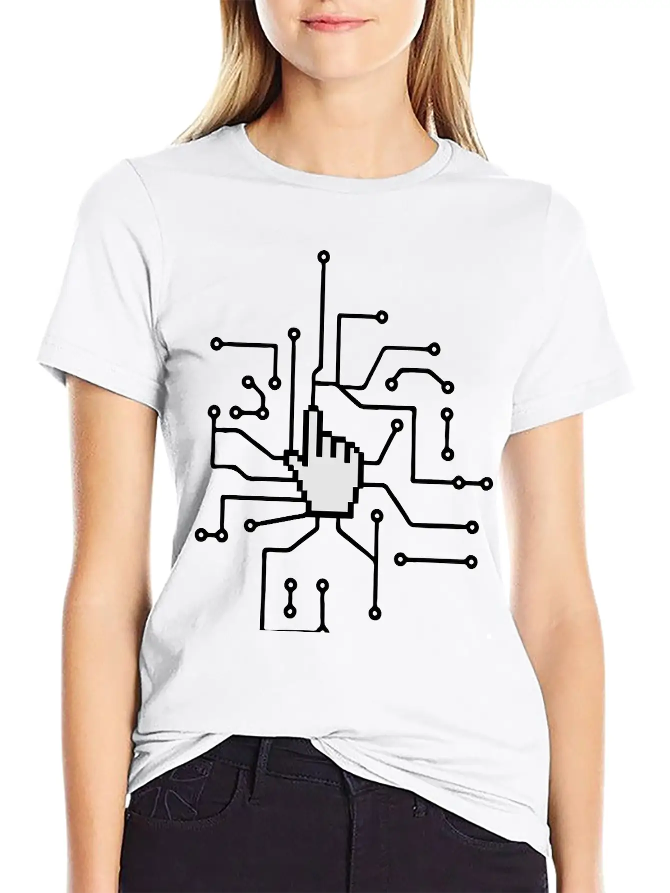 Show Mouse Hand Click Computer Pc Online Circuitry Essential Cotton Tee For Daily Outfits – Unisex Style