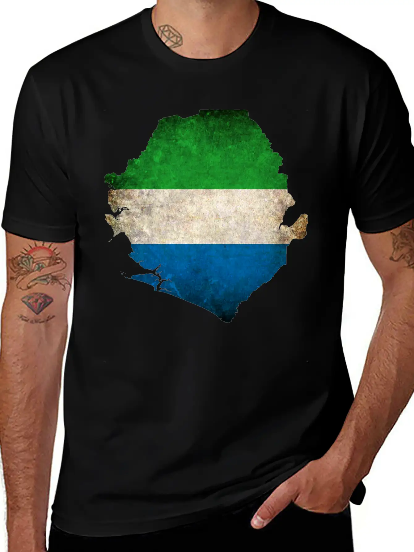 Sierra Leone Flag Map Relaxed Everyday Tee – Lightweight And Durable Cotton