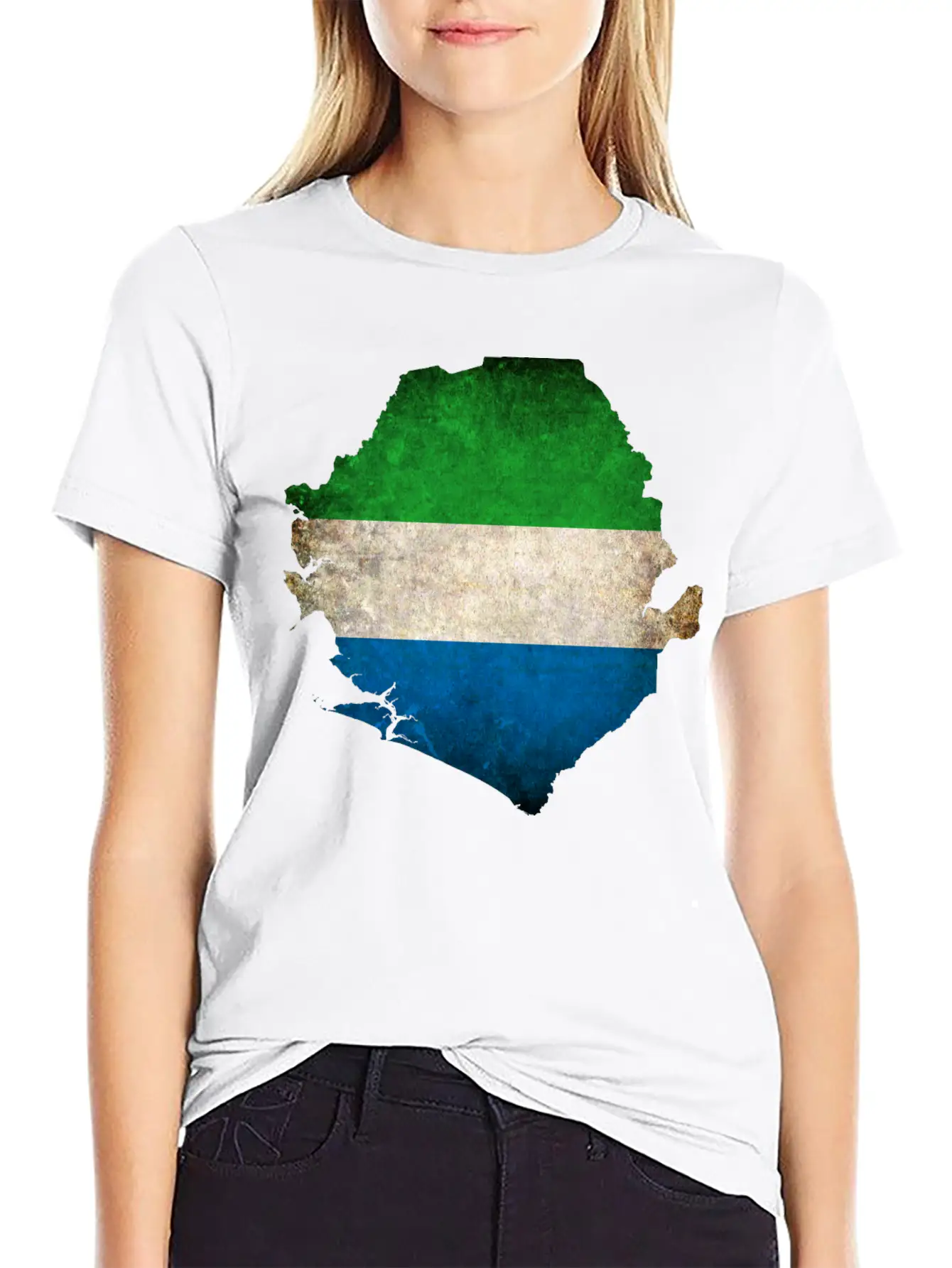 Sierra Leone Flag Map Relaxed Everyday Tee – Lightweight And Durable Cotton