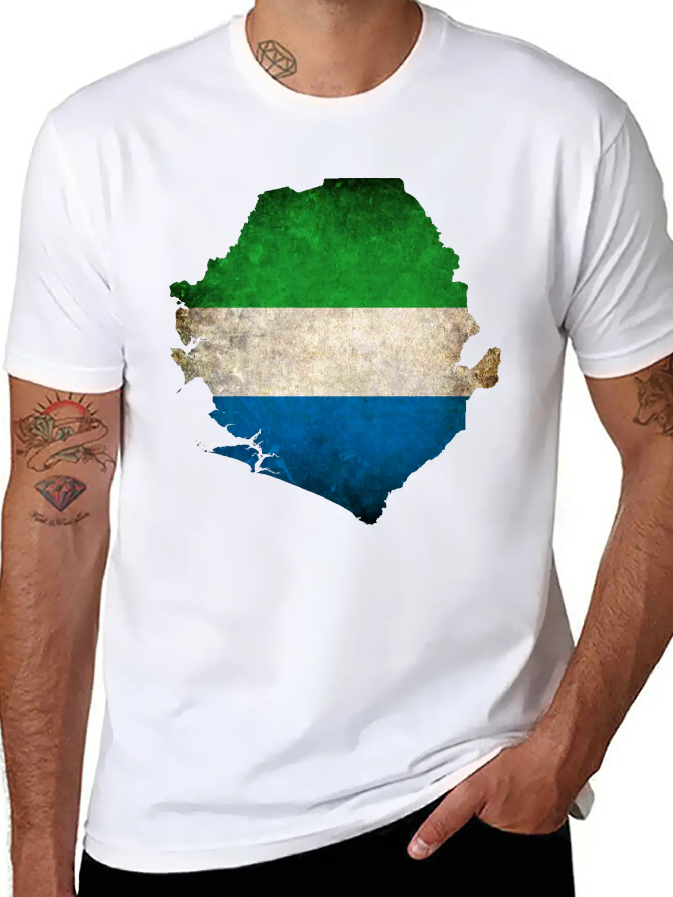 Sierra Leone Flag Map Relaxed Everyday Tee – Lightweight And Durable Cotton