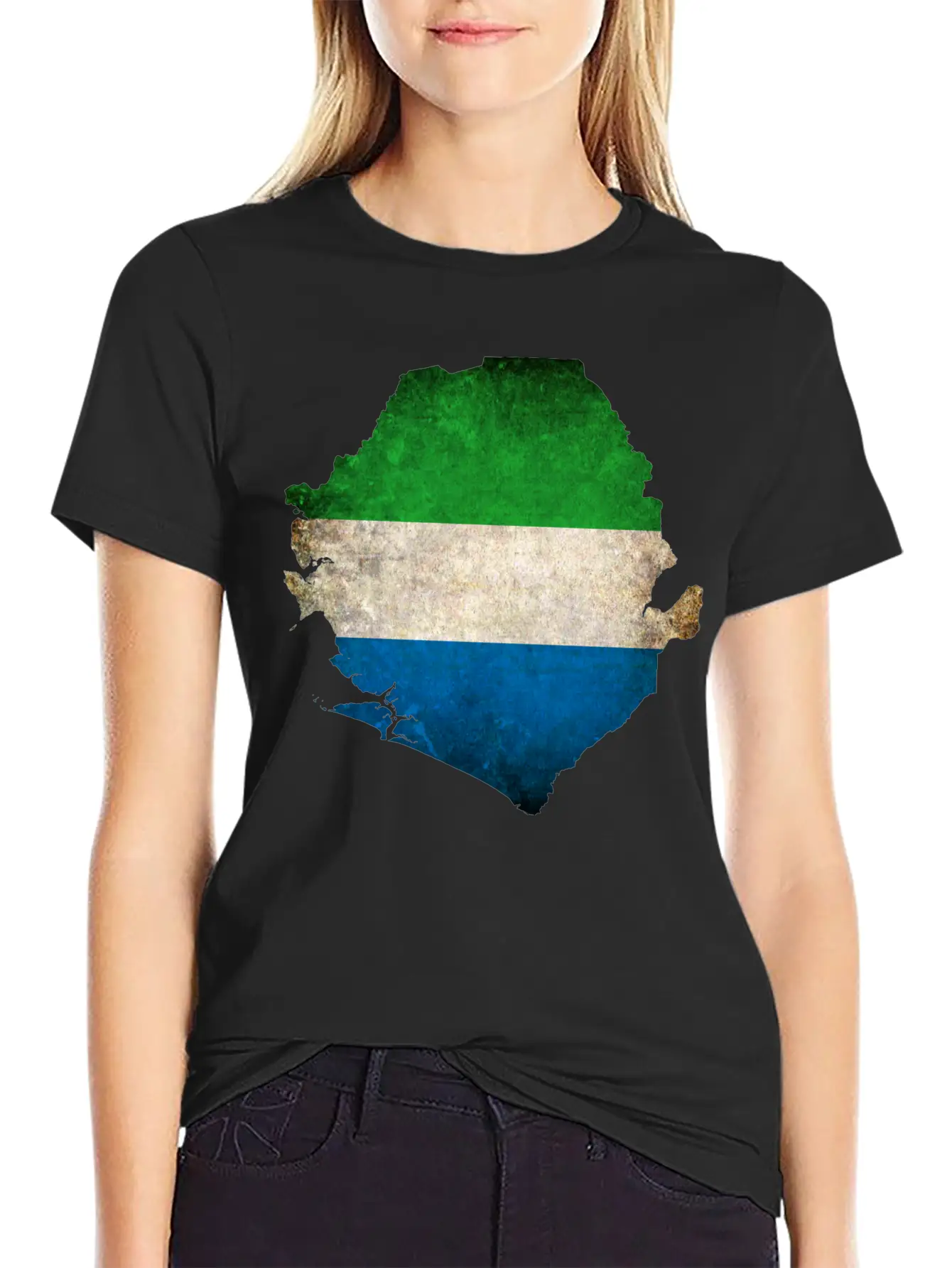 Sierra Leone Flag Map Relaxed Everyday Tee – Lightweight And Durable Cotton