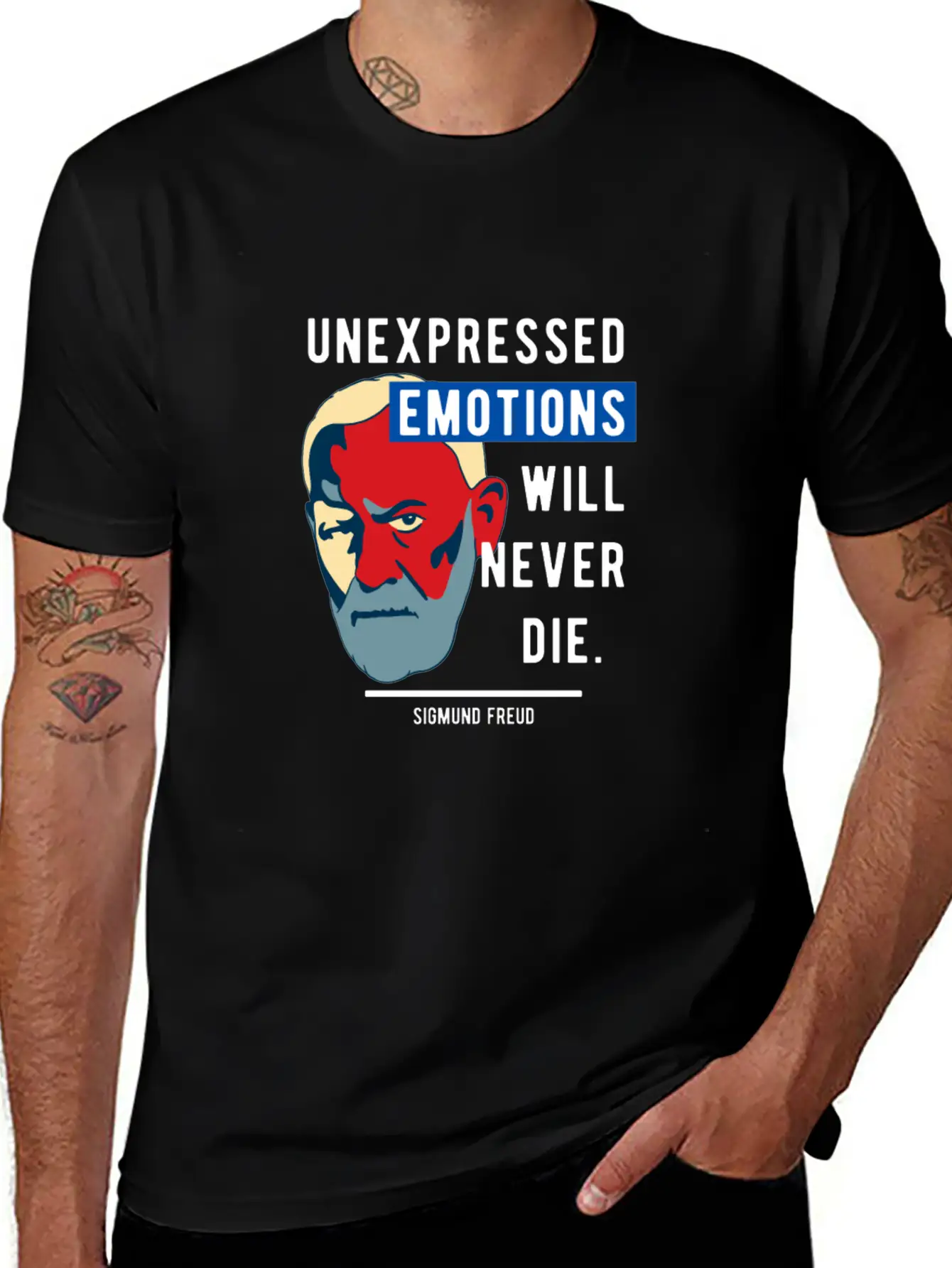 Sigmund Freud Quote - Unexpressed Emotions Modern Fit Casual T-Shirt ��� Clean And Versatile Design