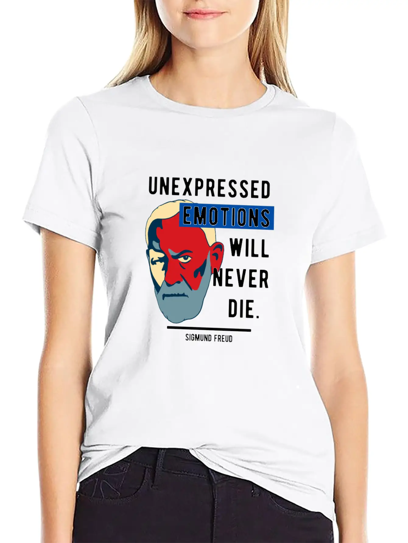 Sigmund Freud Quote - Unexpressed Emotions Modern Fit Casual T-Shirt ��� Clean And Versatile Design