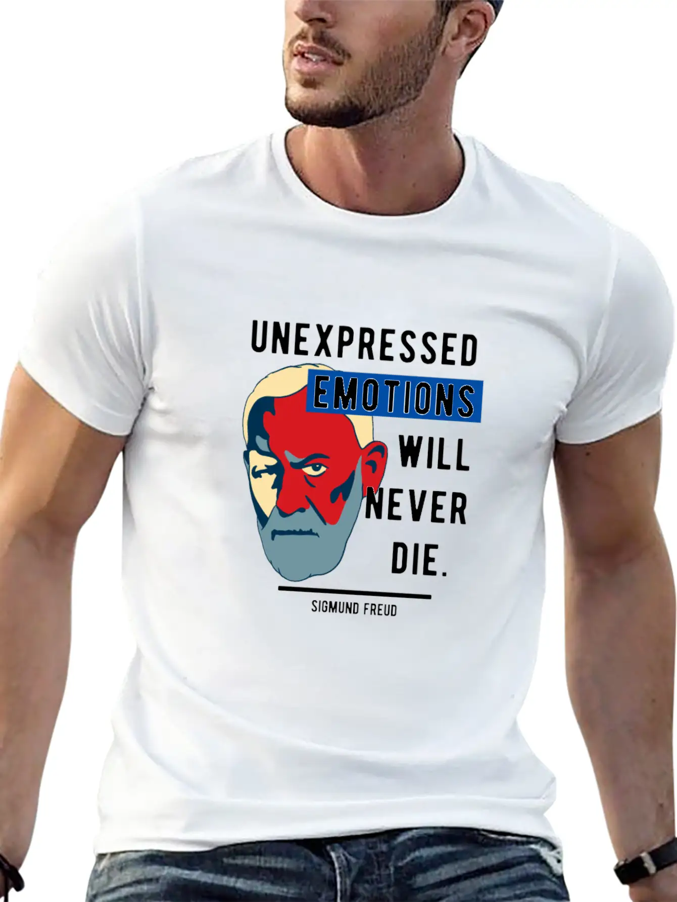 Sigmund Freud Quote - Unexpressed Emotions Modern Fit Casual T-Shirt ��� Clean And Versatile Design
