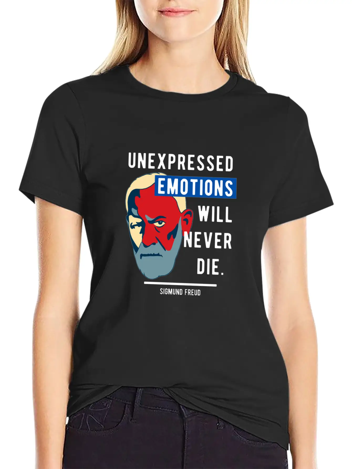 Sigmund Freud Quote - Unexpressed Emotions Modern Fit Casual T-Shirt ��� Clean And Versatile Design
