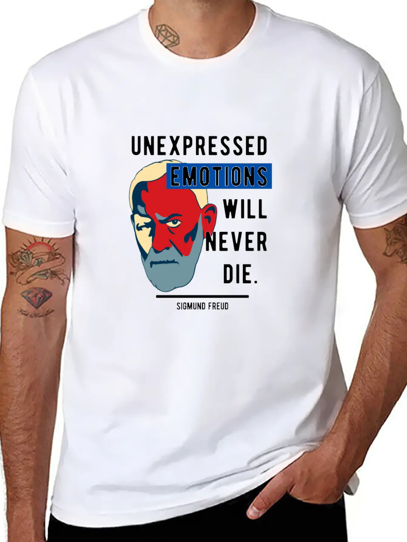 Sigmund Freud Quote - Unexpressed Emotions Modern Fit Casual T-Shirt ��� Clean And Versatile Design