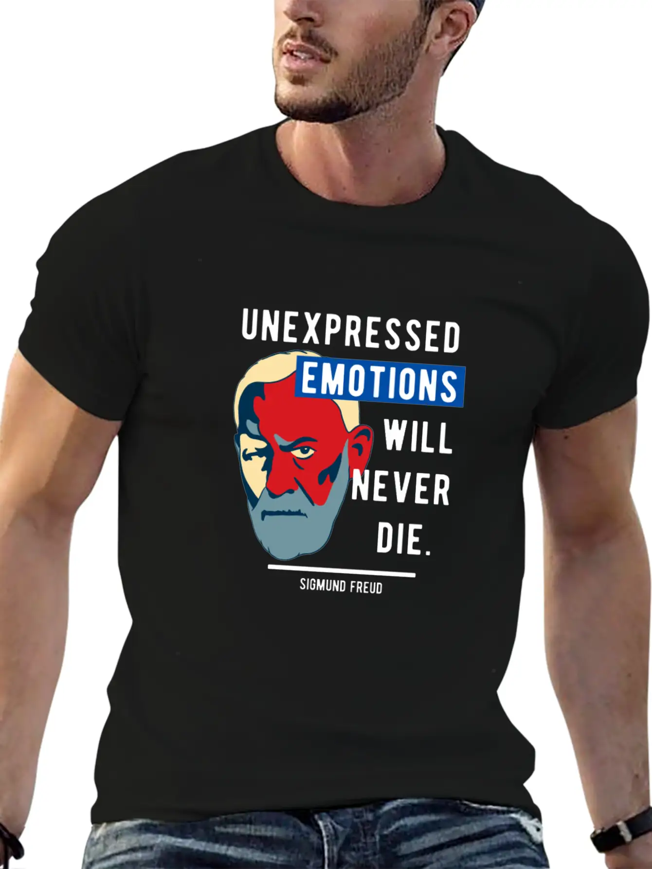 Sigmund Freud Quote - Unexpressed Emotions Modern Fit Casual T-Shirt ��� Clean And Versatile Design