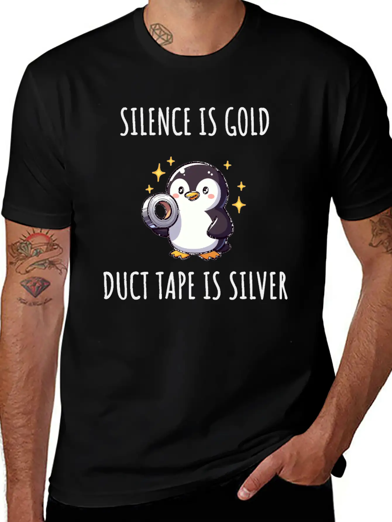 Silence Is Golden Duct Tape Is Silver Penguin Modern Fit Casual T-Shirt ��� Clean And Versatile Design