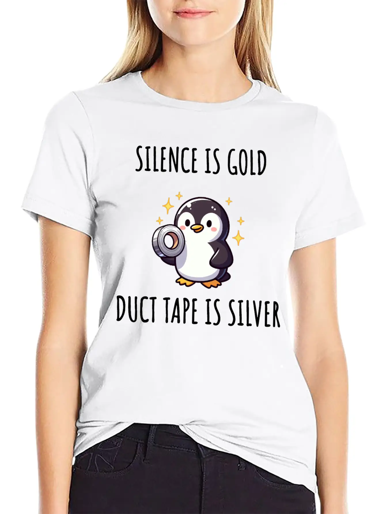 Silence Is Golden Duct Tape Is Silver Penguin Modern Fit Casual T-Shirt ��� Clean And Versatile Design