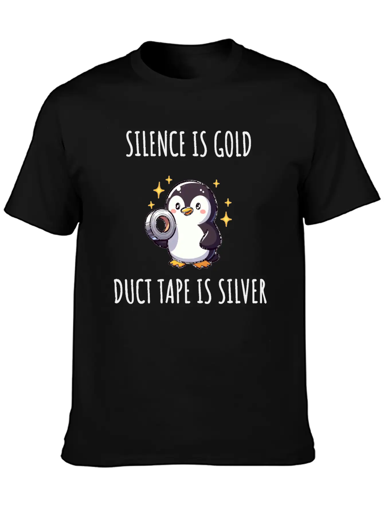 Silence Is Golden Duct Tape Is Silver Penguin Modern Fit Casual T-Shirt ��� Clean And Versatile Design