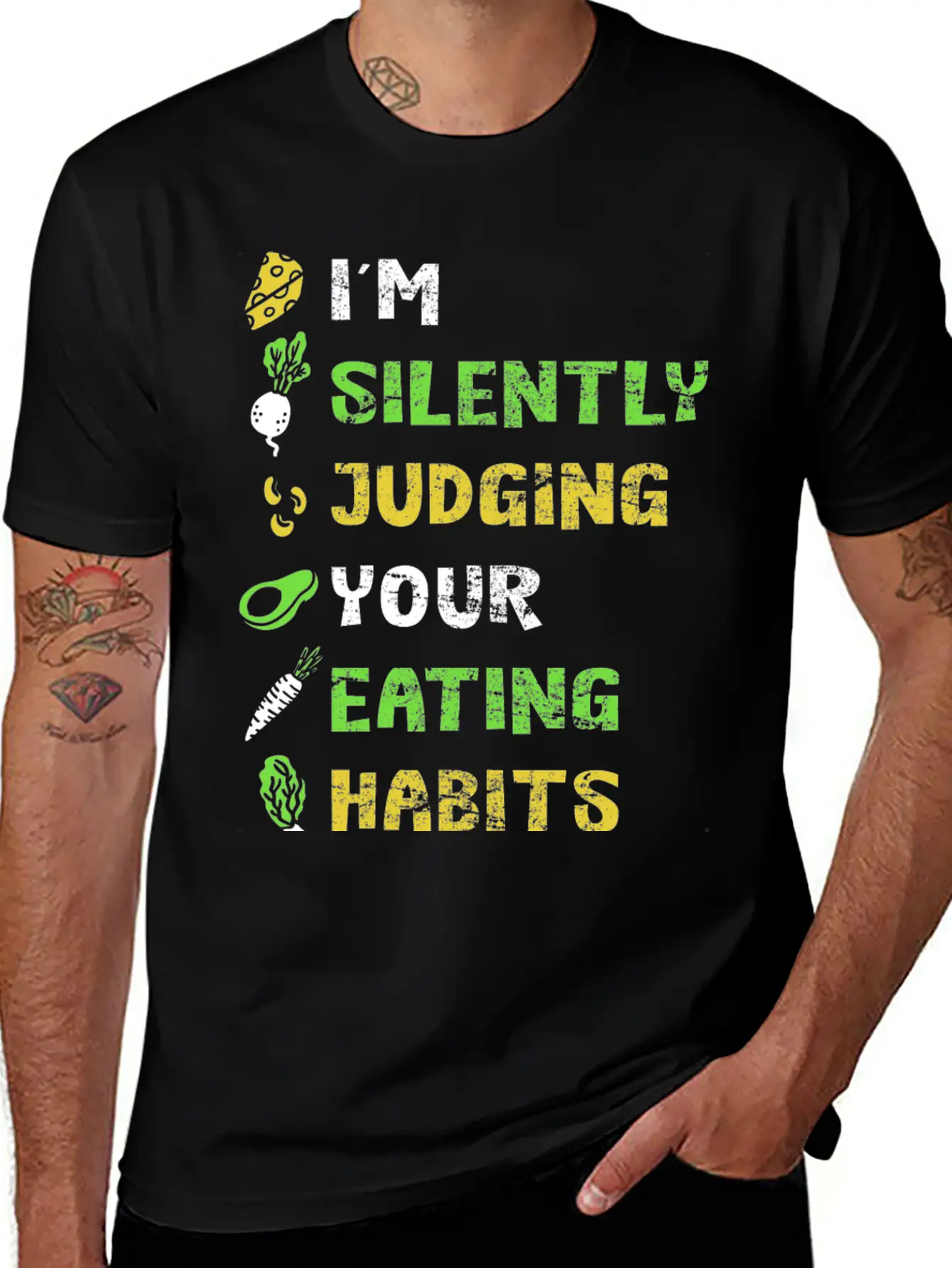 Silently Judging Eating Habits Vegan Vegetarian Lightweight Cotton T-Shirt – Daily Comfort Graphic Shirt