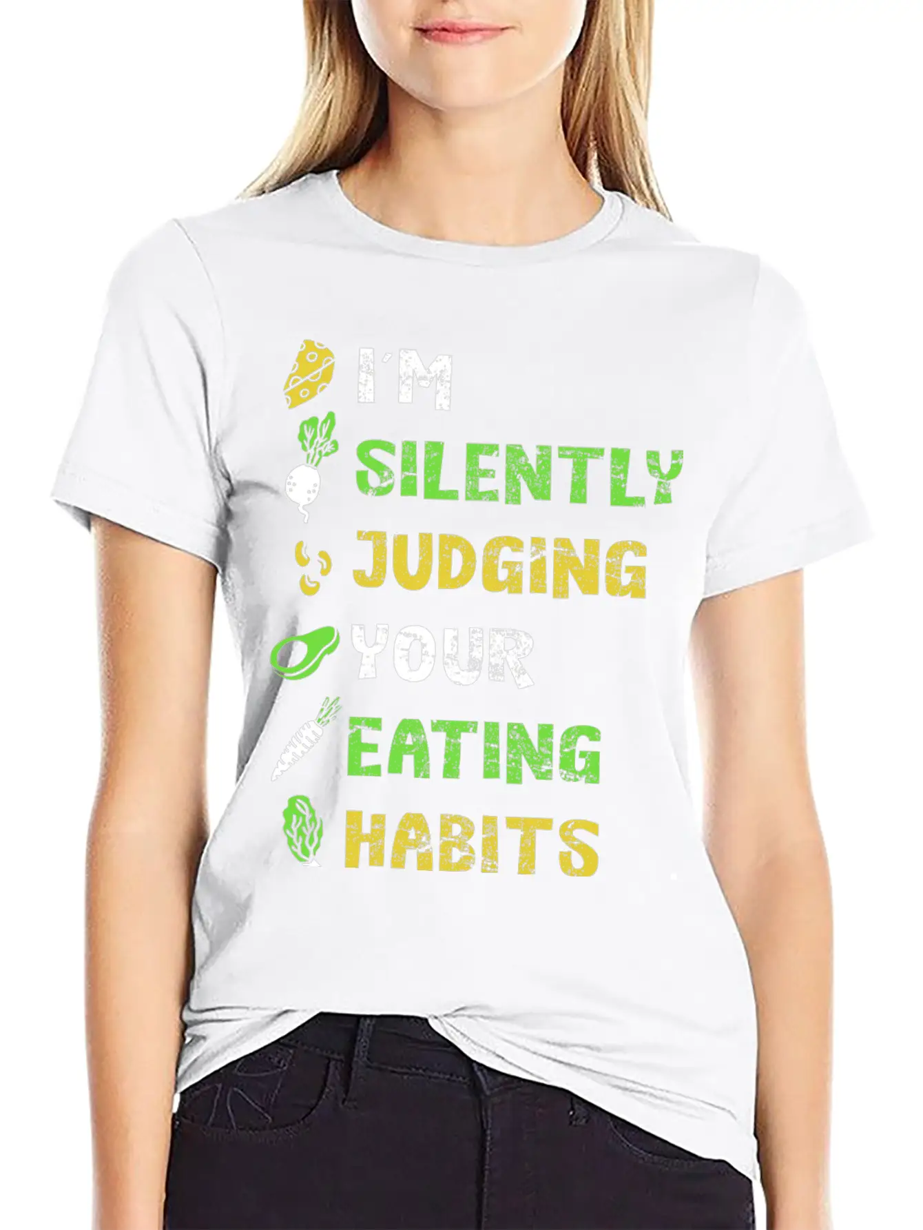 Silently Judging Eating Habits Vegan Vegetarian Lightweight Cotton T-Shirt – Daily Comfort Graphic Shirt