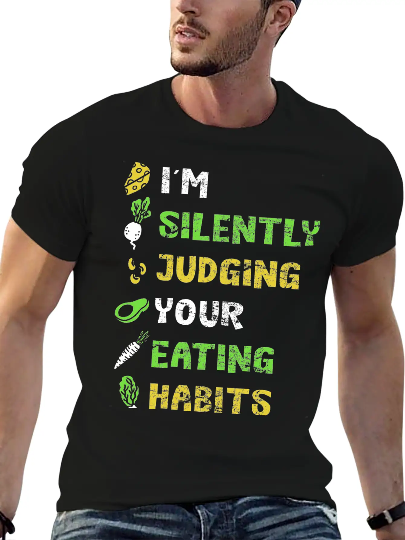 Silently Judging Eating Habits Vegan Vegetarian Lightweight Cotton T-Shirt – Daily Comfort Graphic Shirt