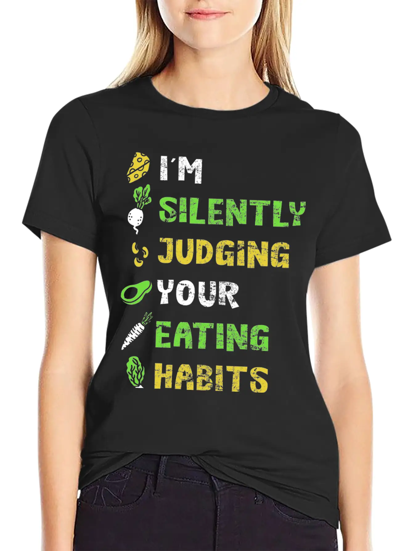 Silently Judging Eating Habits Vegan Vegetarian Lightweight Cotton T-Shirt – Daily Comfort Graphic Shirt