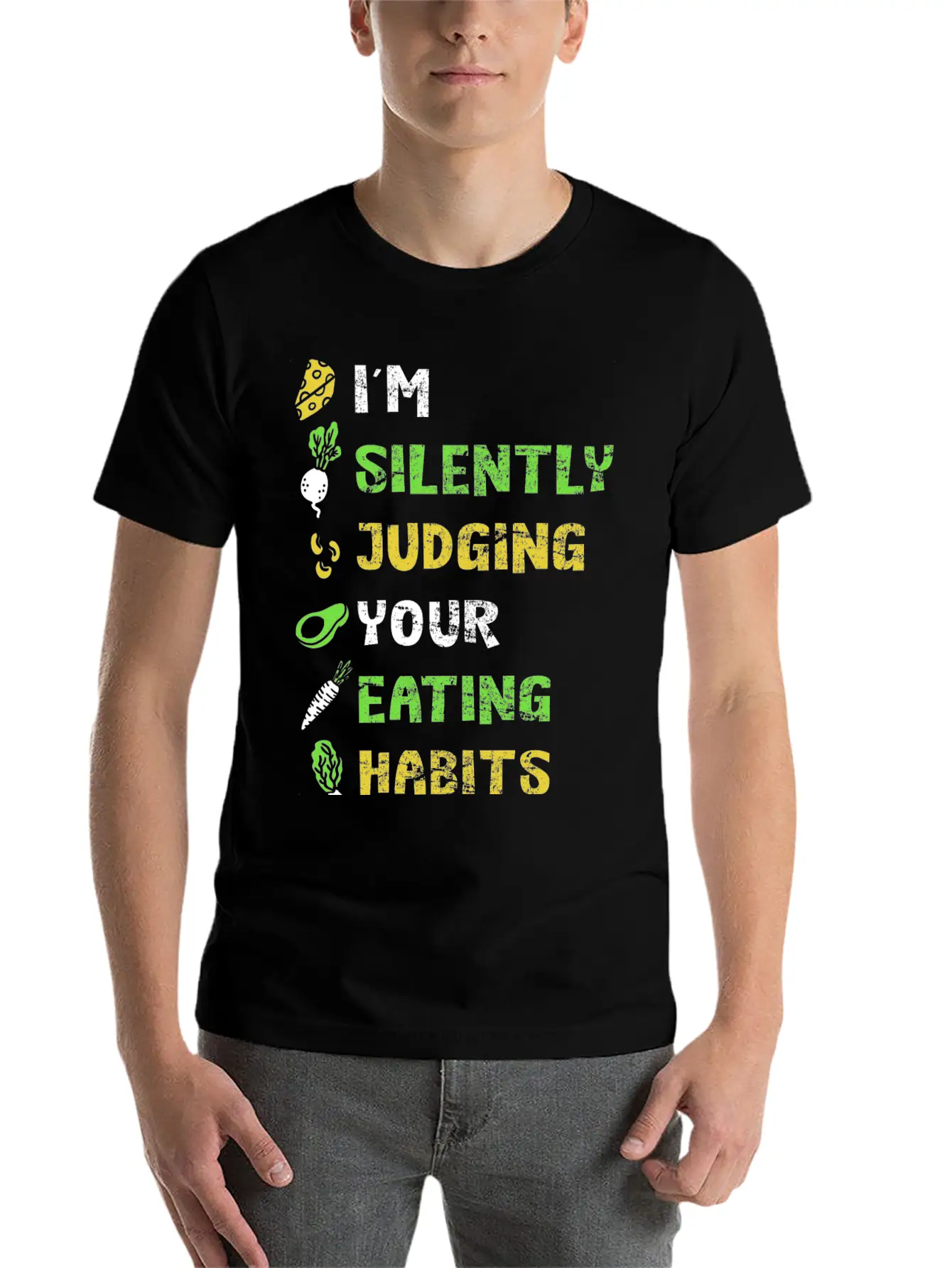 Silently Judging Eating Habits Vegan Vegetarian Lightweight Cotton T-Shirt – Daily Comfort Graphic Shirt