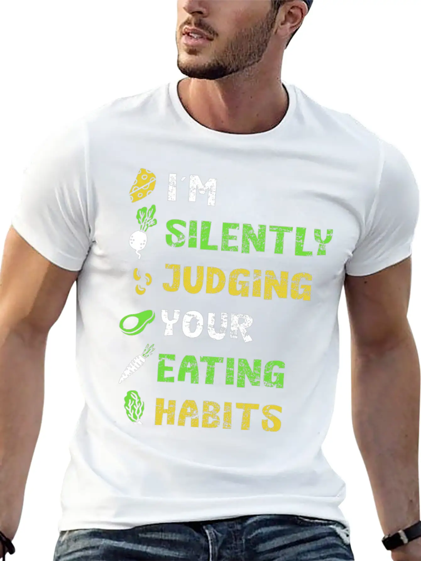 Silently Judging Eating Habits Vegan Vegetarian Lightweight Cotton T-Shirt – Daily Comfort Graphic Shirt