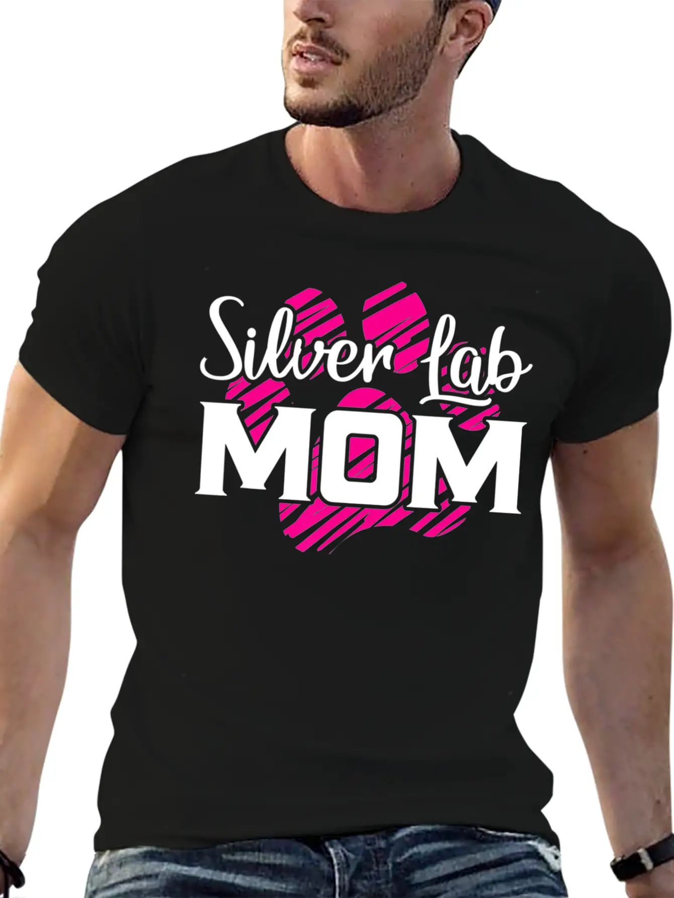 Silver Lab Mom Gifts For Far Mama Dog Lovers Lightweight Cotton T-Shirt – Daily Comfort Graphic Shirt