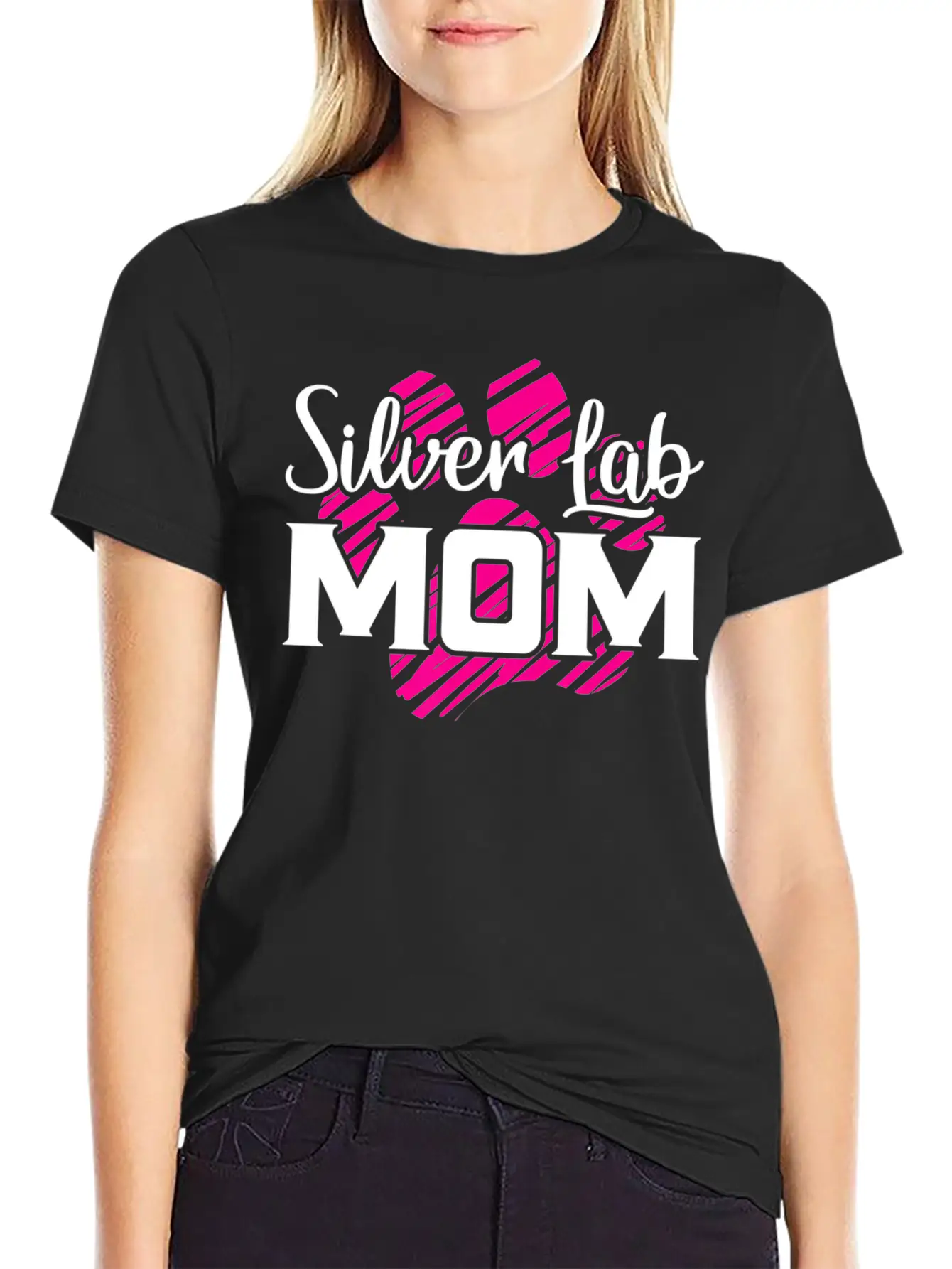 Silver Lab Mom Gifts For Far Mama Dog Lovers Lightweight Cotton T-Shirt – Daily Comfort Graphic Shirt