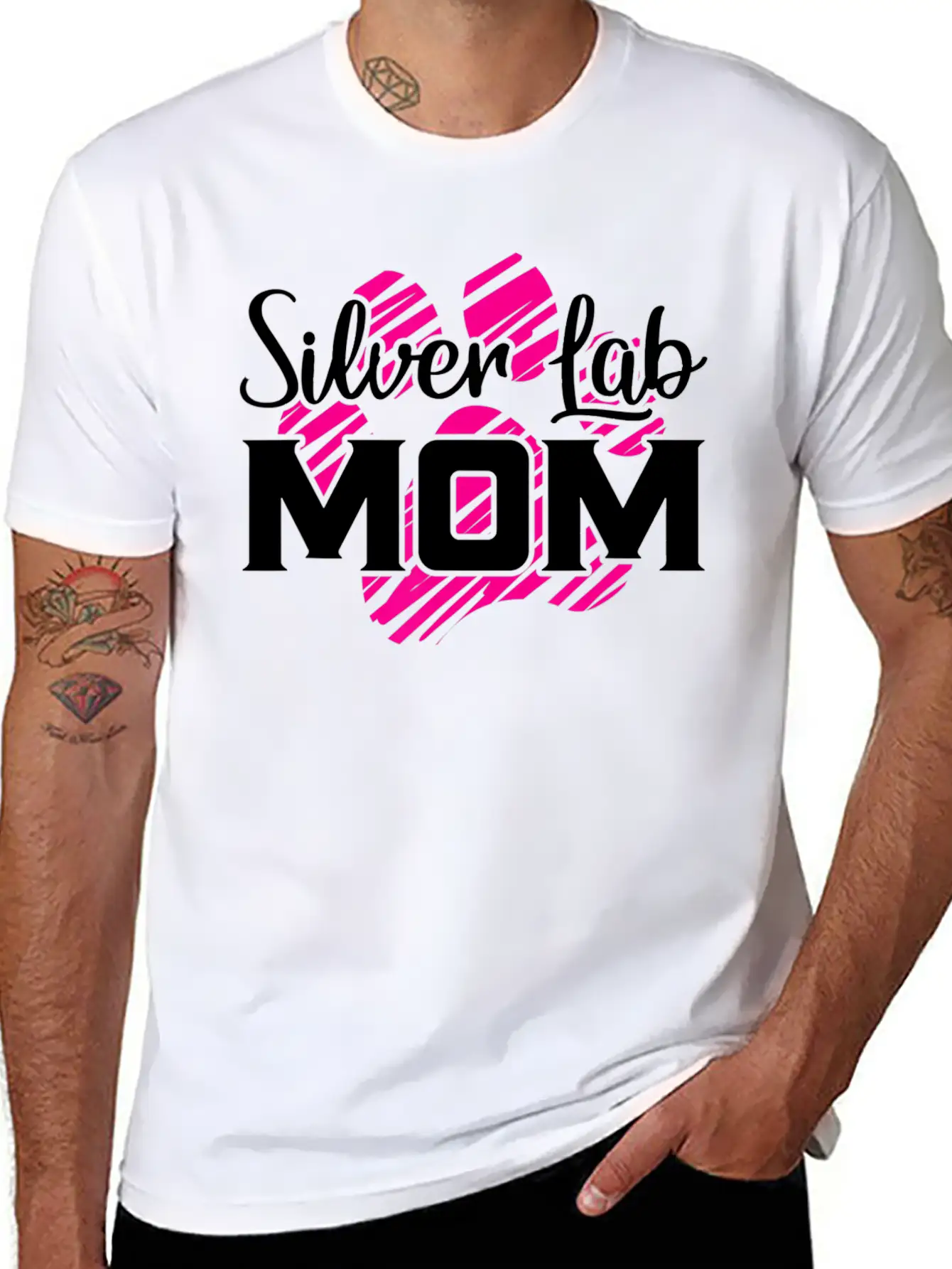 Silver Lab Mom Gifts For Far Mama Dog Lovers Lightweight Cotton T-Shirt – Daily Comfort Graphic Shirt