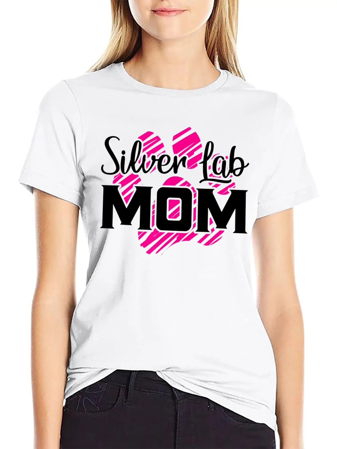 Silver Lab Mom Gifts For Far Mama Dog Lovers Lightweight Cotton T-Shirt – Daily Comfort Graphic Shirt