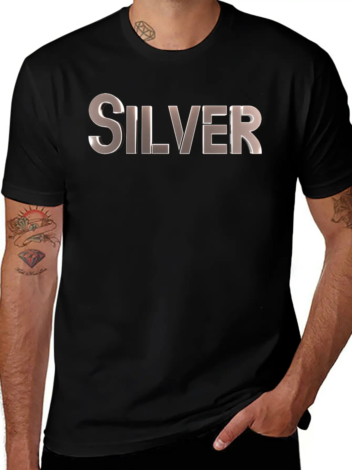 Silver Stylized Text Lightweight Cotton T-Shirt – Daily Comfort Graphic Shirt