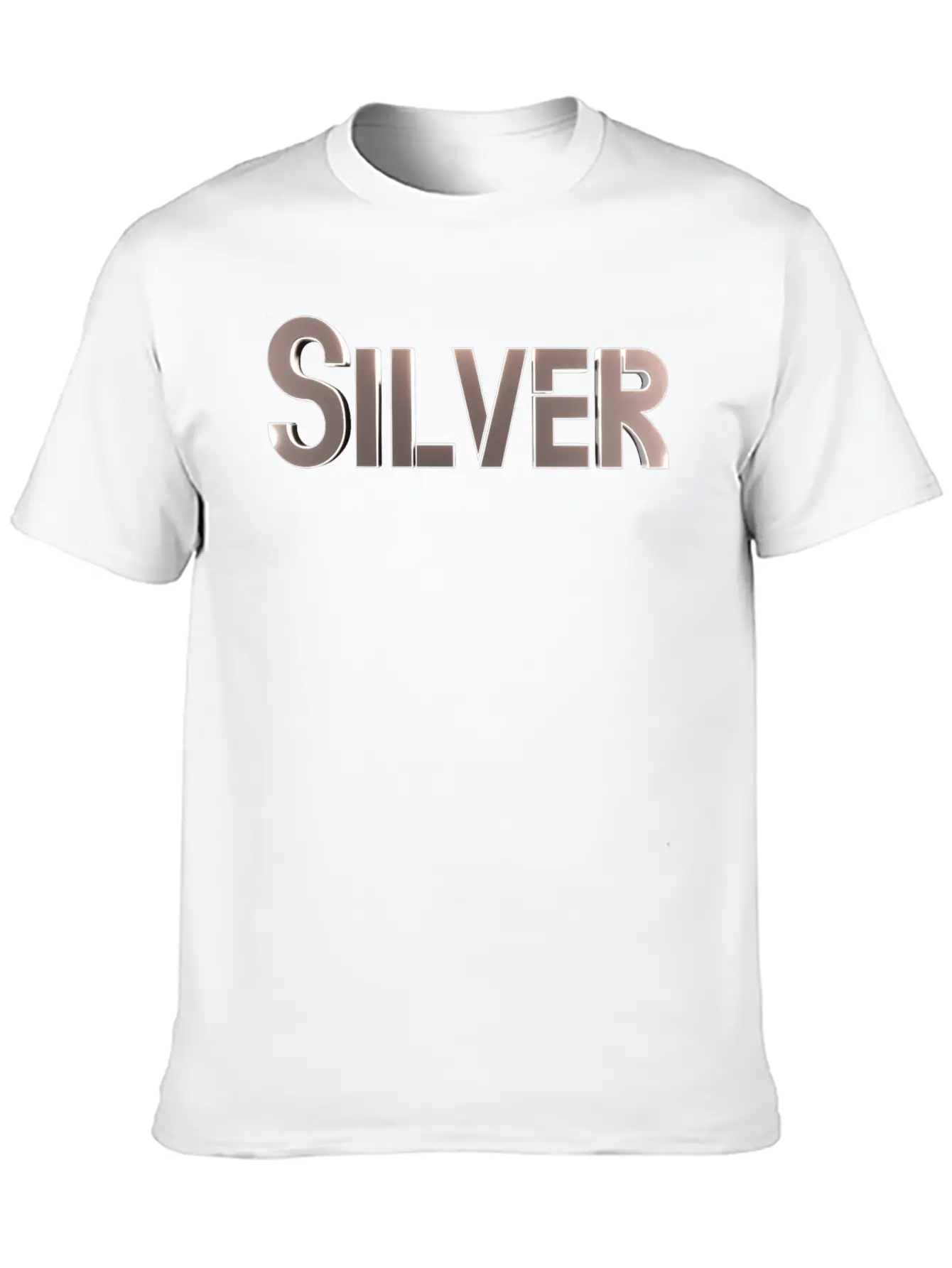 Silver Stylized Text Lightweight Cotton T-Shirt – Daily Comfort Graphic Shirt