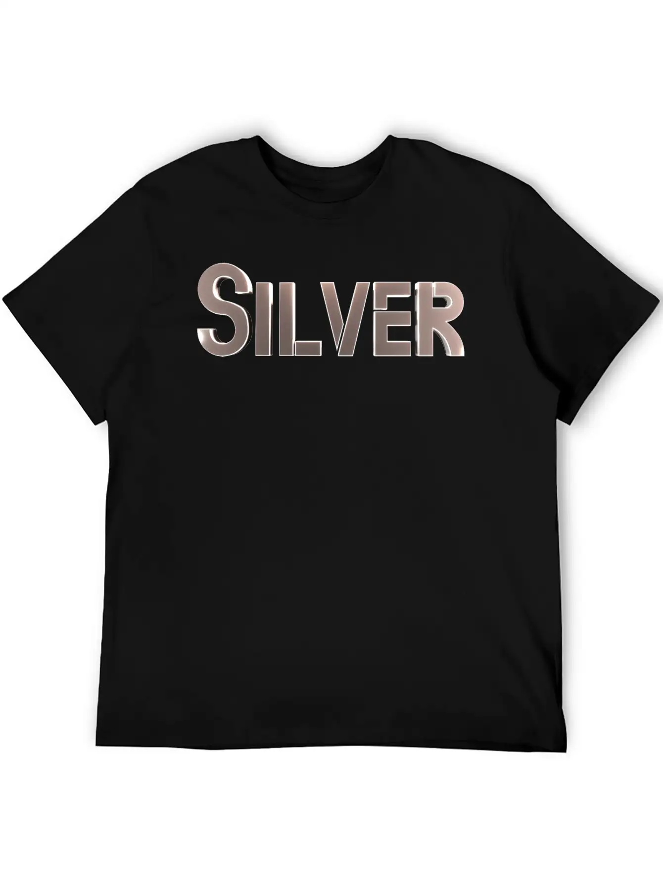 Silver Stylized Text Lightweight Cotton T-Shirt – Daily Comfort Graphic Shirt