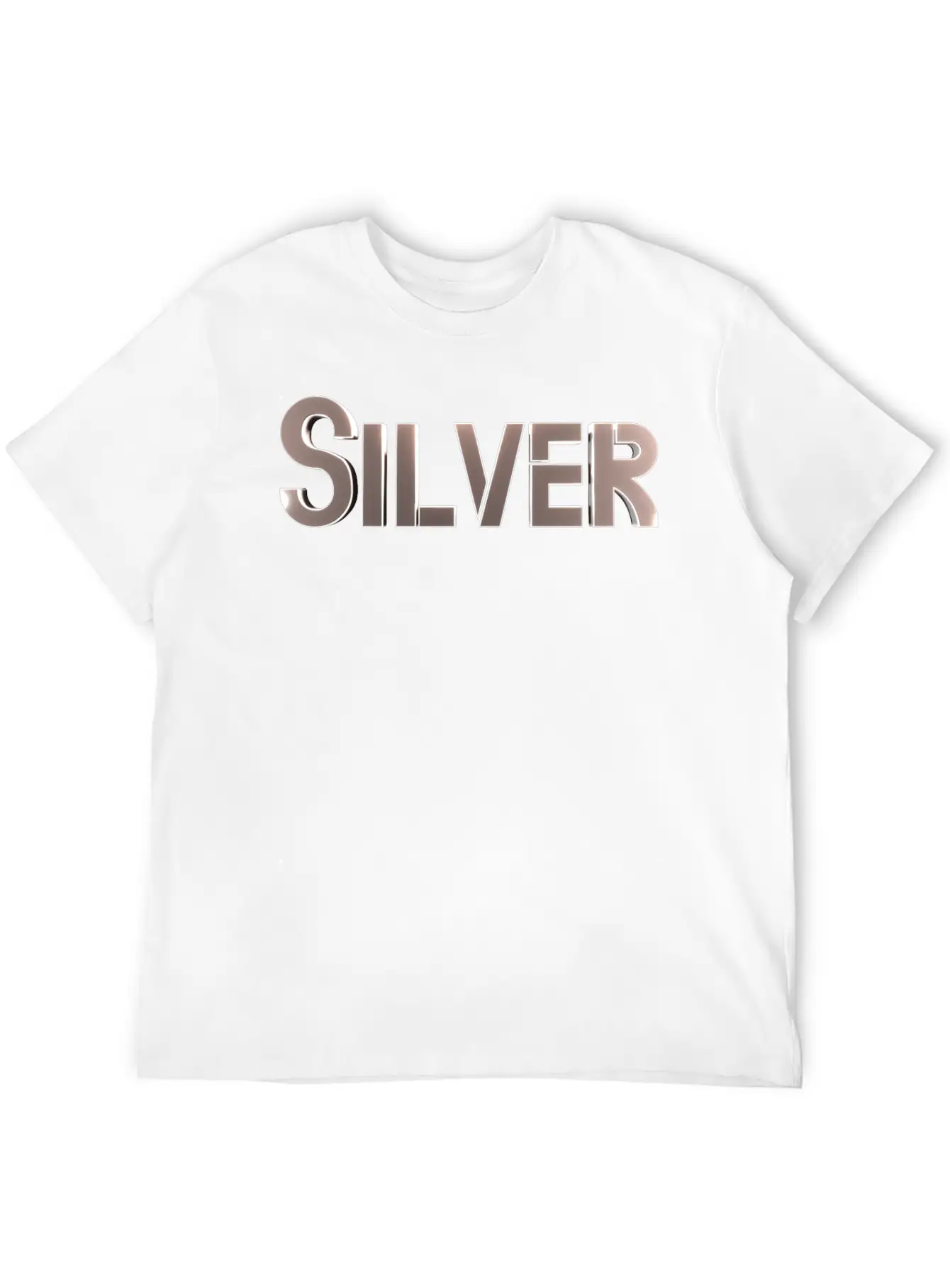 Silver Stylized Text Lightweight Cotton T-Shirt – Daily Comfort Graphic Shirt