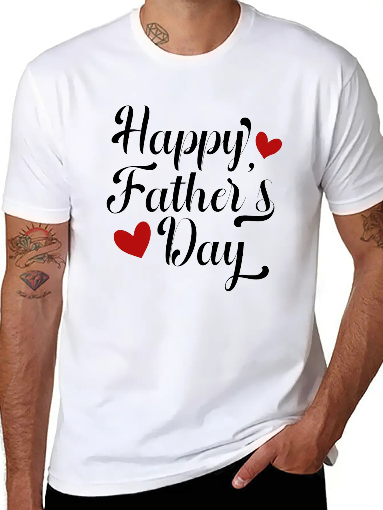 Simple And Elegant Happy Father's Day Calligraphy Modern Fit Casual T-Shirt ��� Clean And Versatile Design
