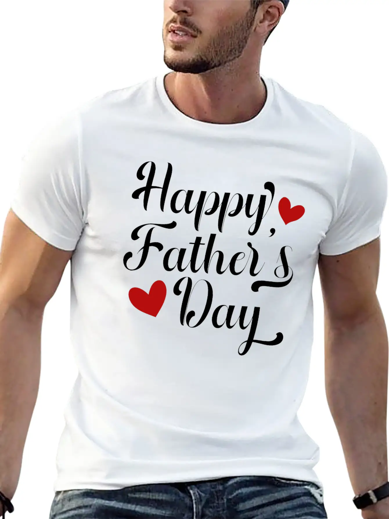 Simple And Elegant Happy Father's Day Calligraphy Modern Fit Casual T-Shirt ��� Clean And Versatile Design