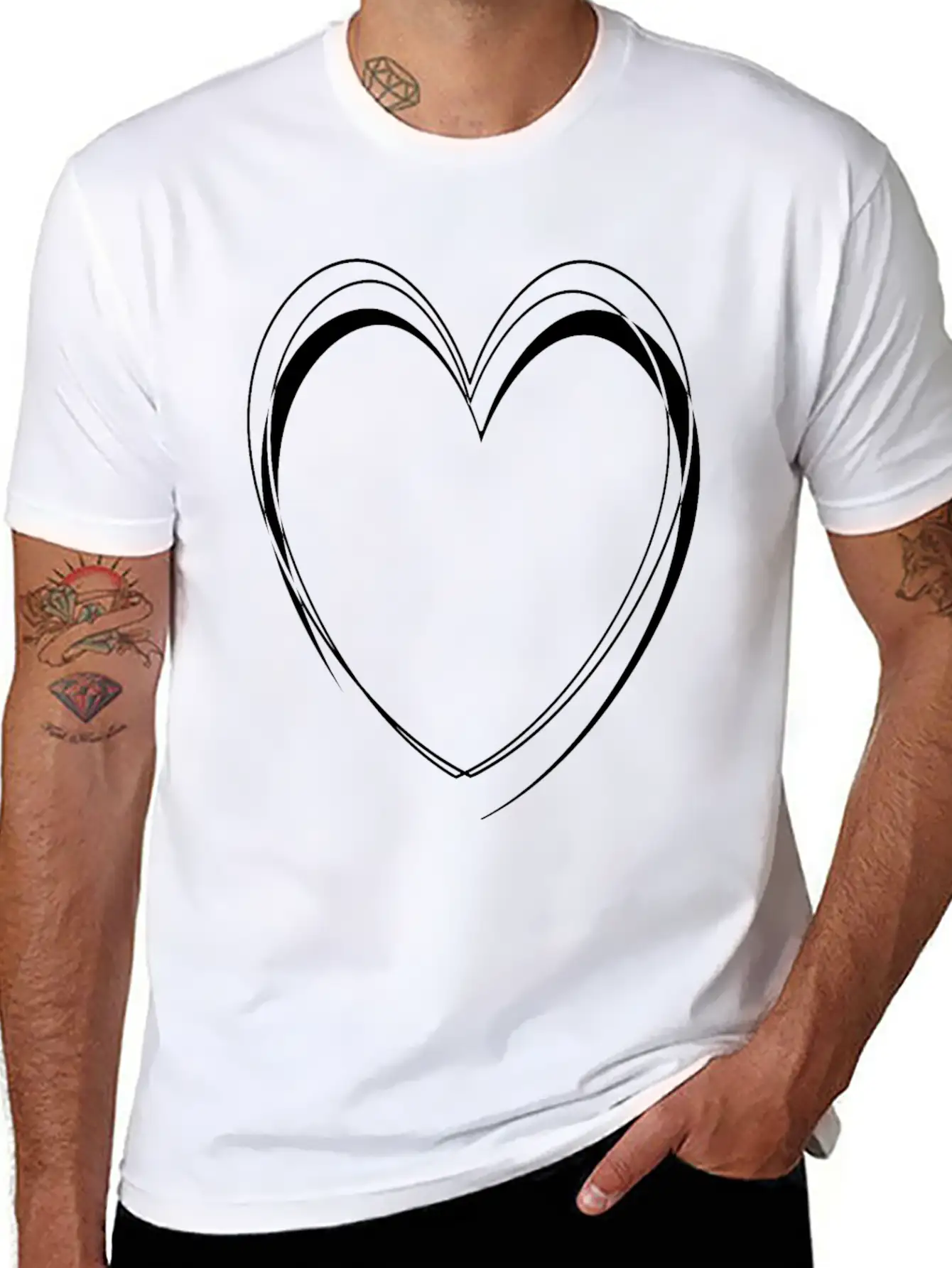 Simple White Heart Unisex Casual T-Shirt – Clean Design For Daily Comfort