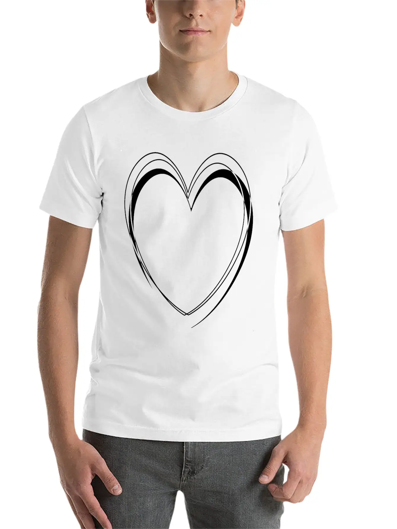 Simple White Heart Unisex Casual T-Shirt – Clean Design For Daily Comfort