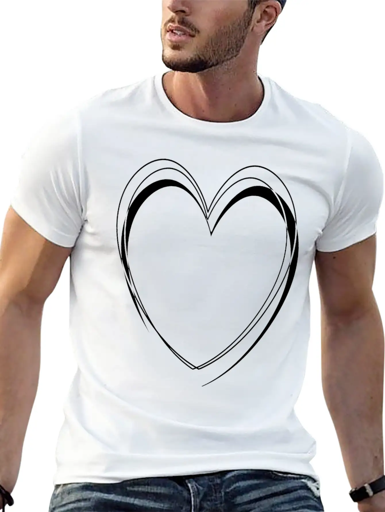 Simple White Heart Unisex Casual T-Shirt – Clean Design For Daily Comfort