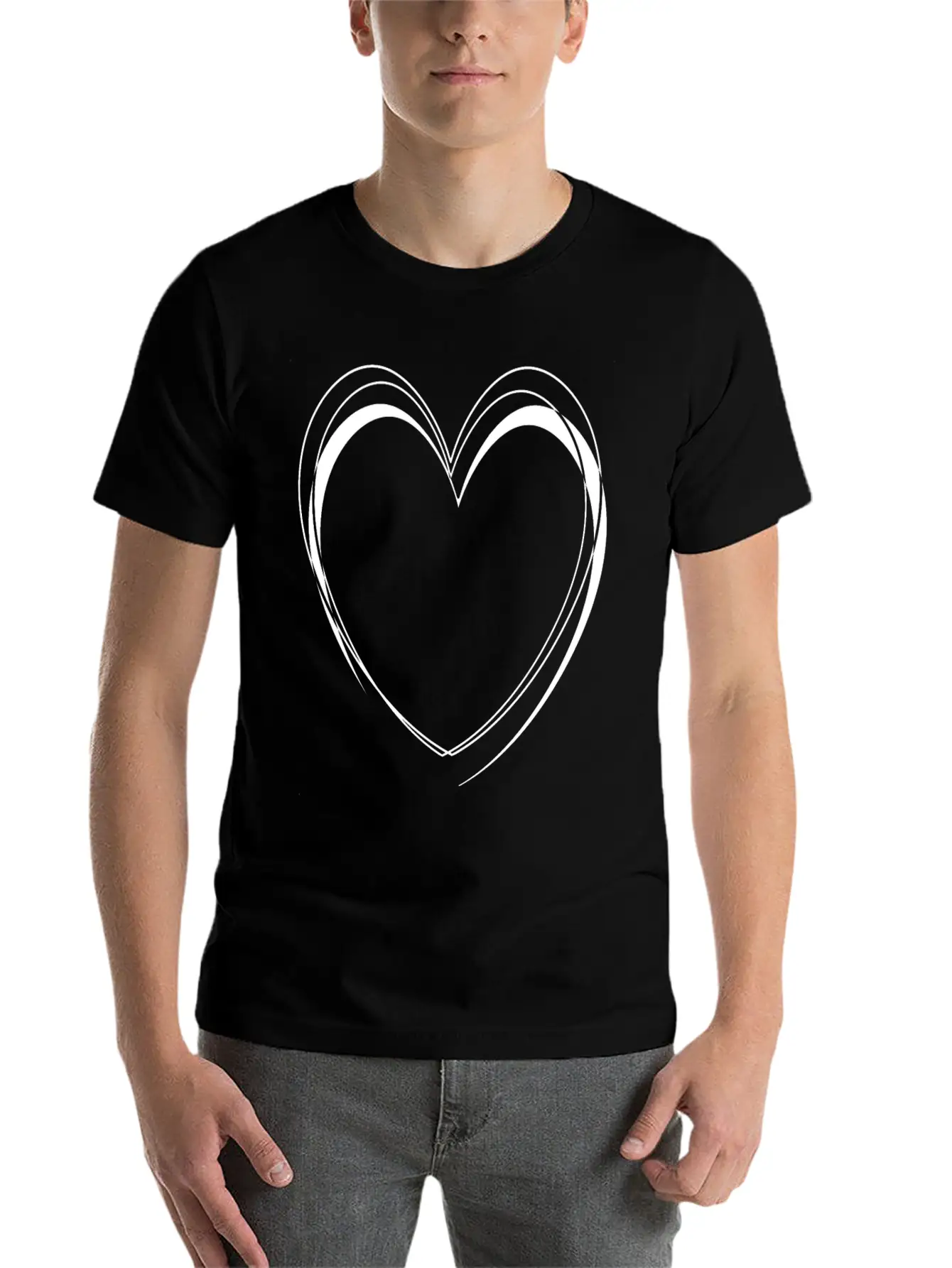 Simple White Heart Unisex Casual T-Shirt – Clean Design For Daily Comfort