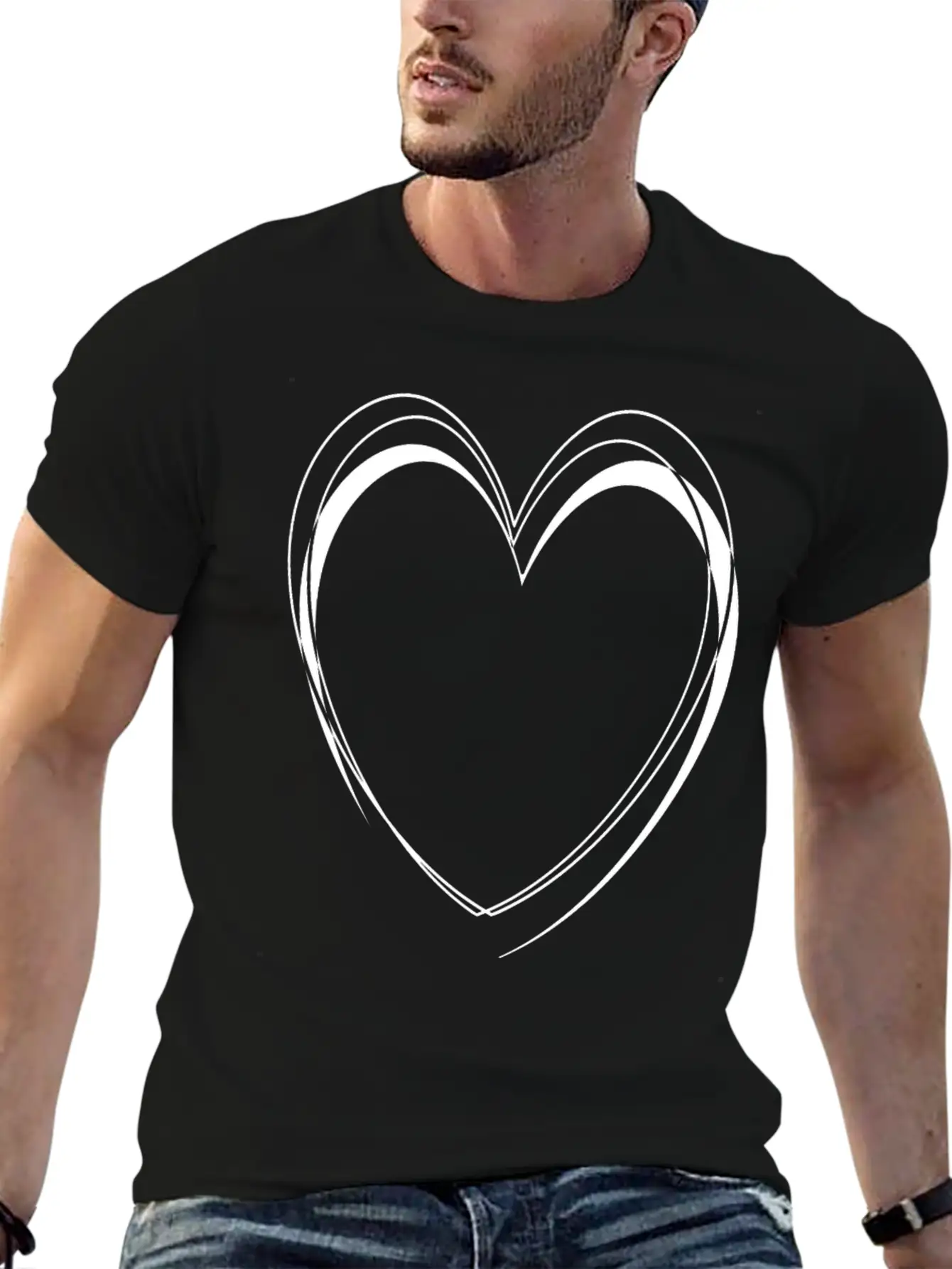 Simple White Heart Unisex Casual T-Shirt – Clean Design For Daily Comfort