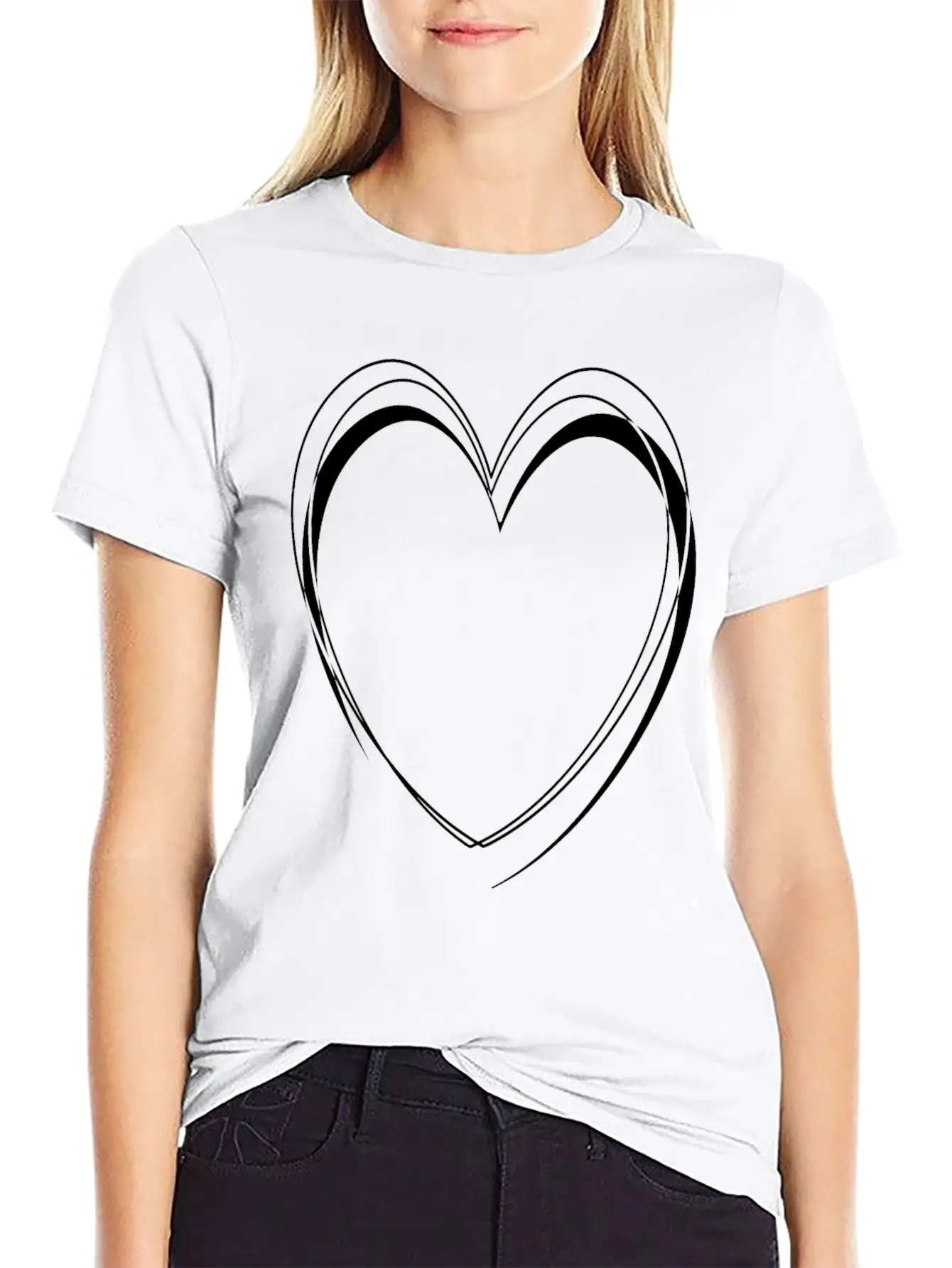 Simple White Heart Unisex Casual T-Shirt – Clean Design For Daily Comfort